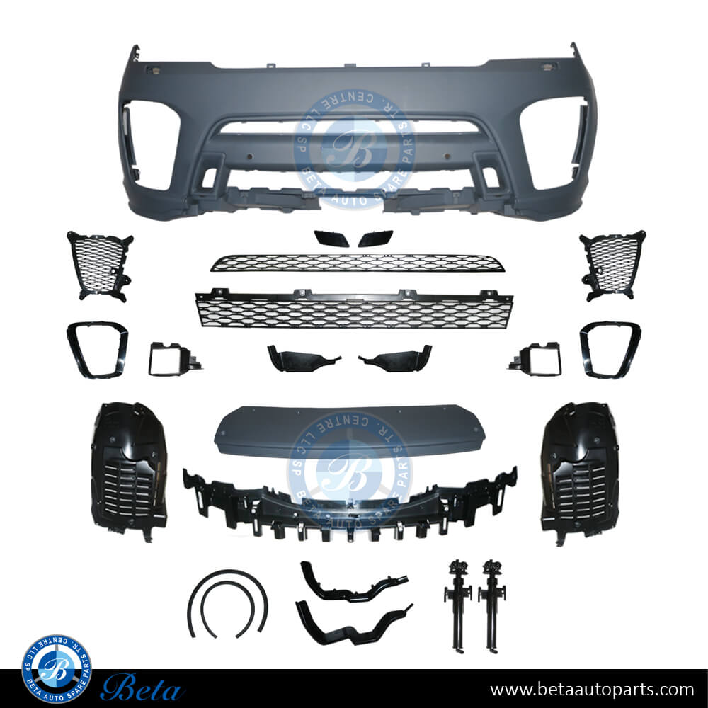 Front Bumper Assy SVR Look without Radiator Grille for Range Rover Sport 2018-2022 models, Part Number LR117834 Front Bumper Assy SVR Look without Radiator Grille for Range Rover Sport 2018-2022 models, Part Number LR117834